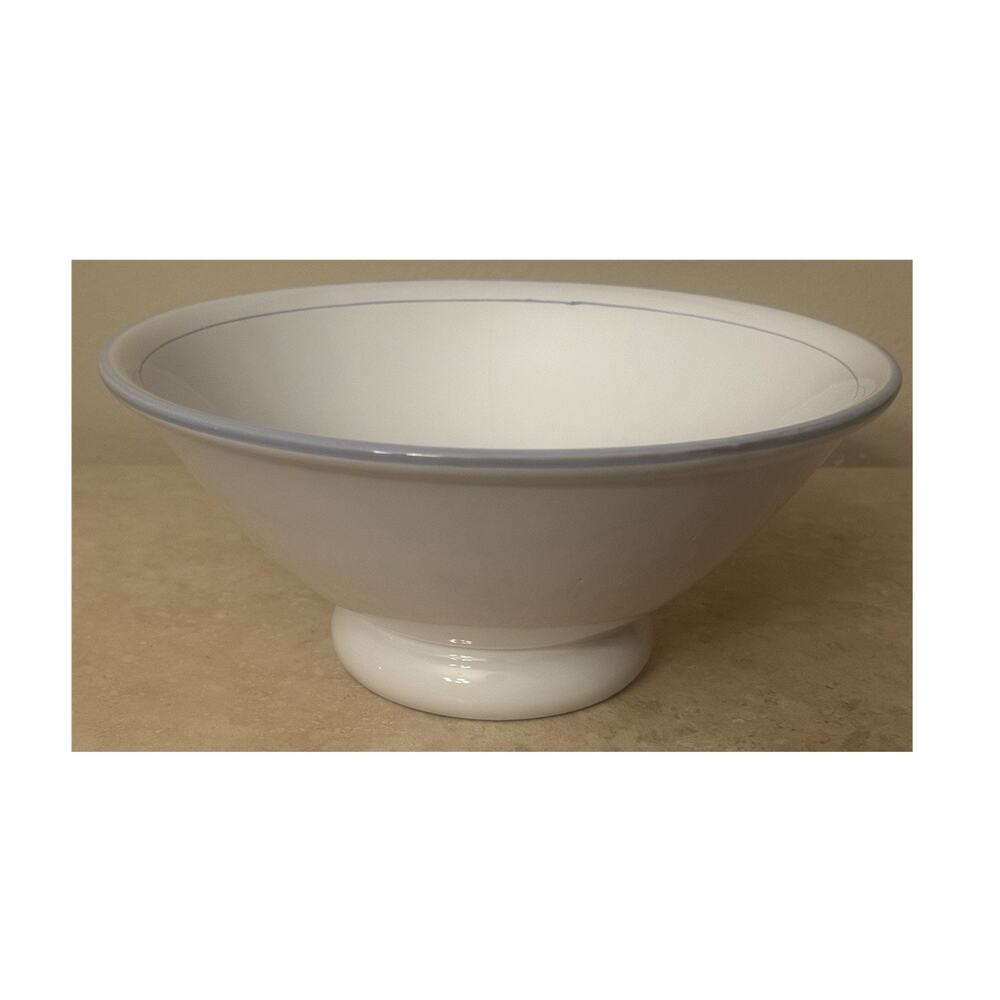 Atelier du Sage 88 Ceramic Serving Bowl White Blue Floral France 10" Round